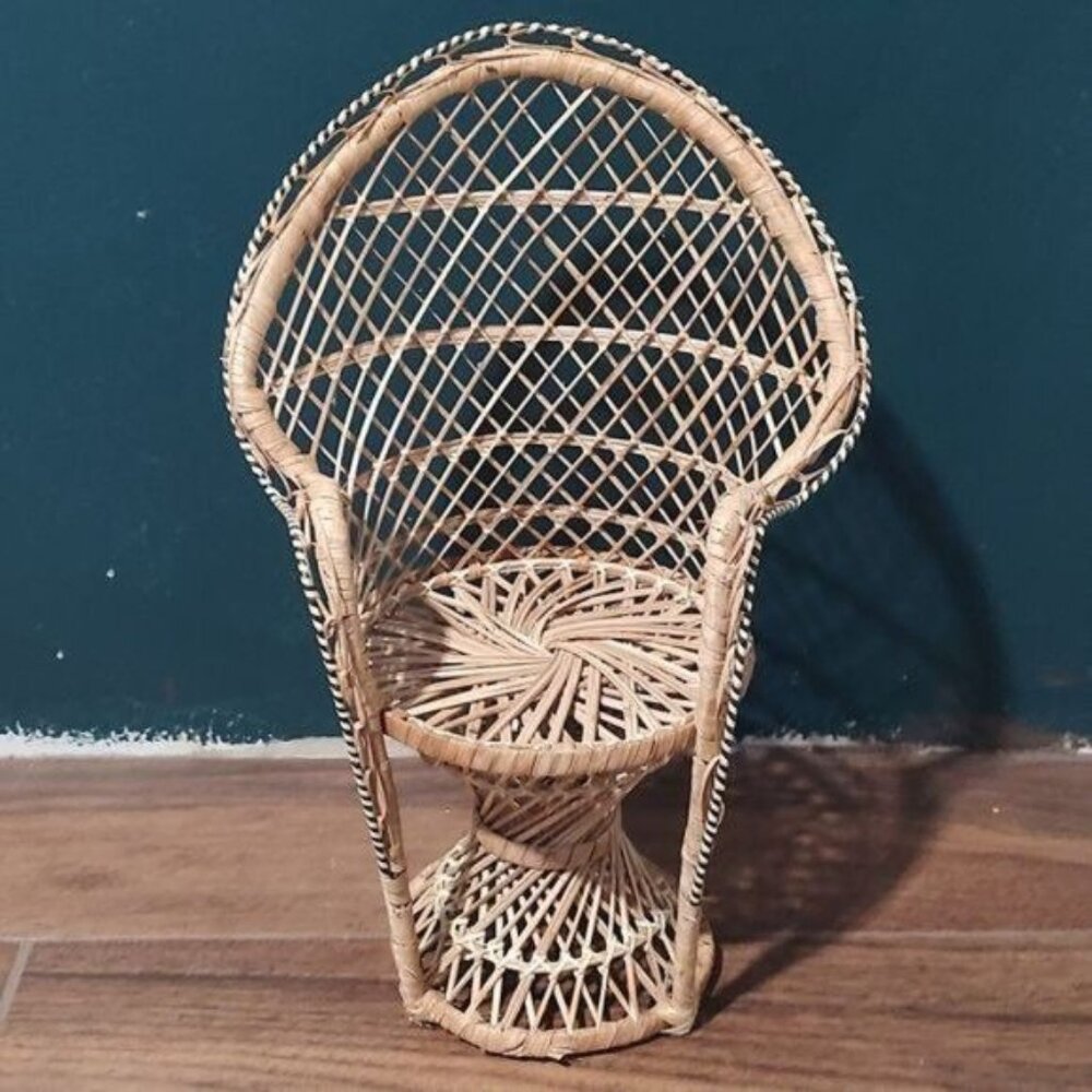 Peacock chair mini plant stand wicker rattan boho summer garden hippie